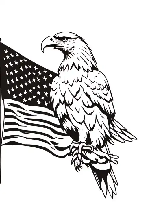 Flag Intertwined With Eagle Perched Regally
