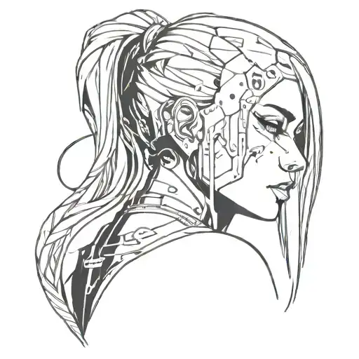 Cyberpunk Horror Girl No Background