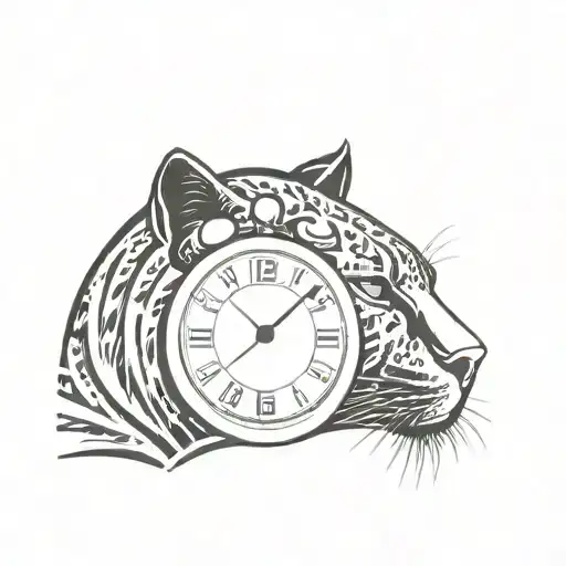 Black Panther With Clock Face Surrounded