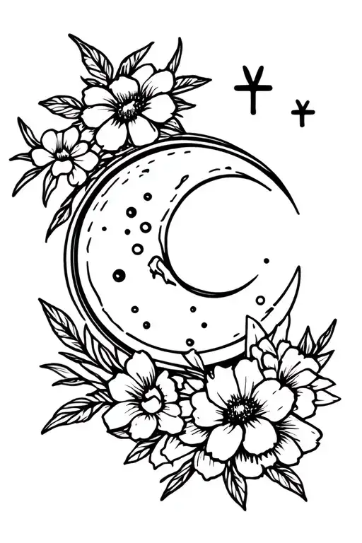 Moon And July Birth Flower Intertwined