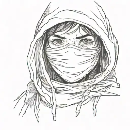 Female With Hood And Eyes Covered