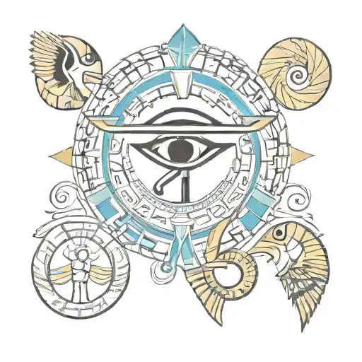 The Key Of Life With Egyptian Theme The Sign Of Om And The Eyes Of Ra And Orus