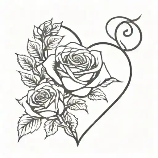 Love Heart And Roses Intertwined