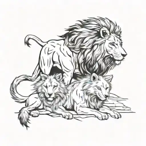 Lion And Wolf And Raven