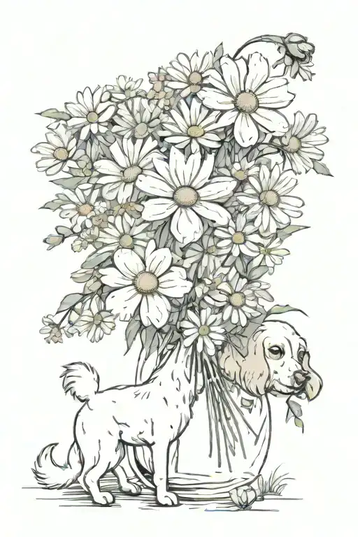 I Want A Little Flower Bouquet With A Cosmos And Daisy Inside Wit A Dog Pas On The Side