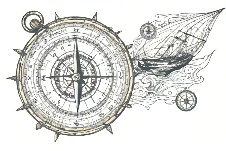 Compass And Sailboat Sailing