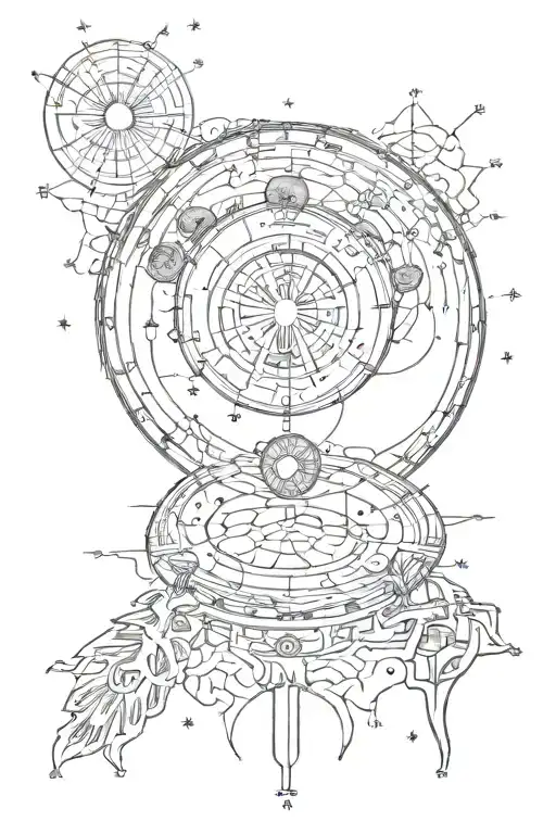 Psychopomp Symbol Decorated With Cosmology