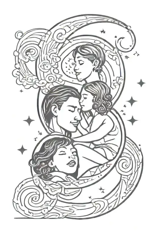 I Love You To The Moon And Back Family Daughter Father Mother