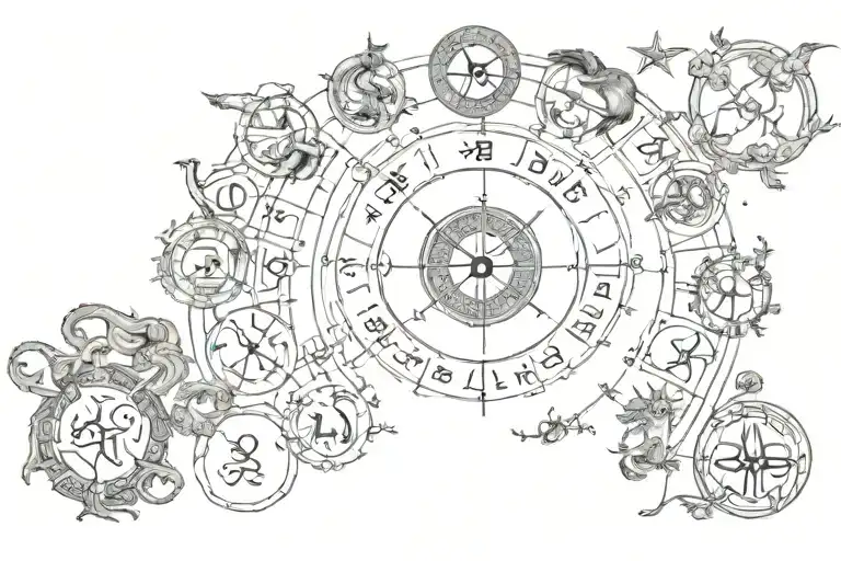 12 Zodiac Symbols Around Arm
