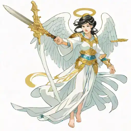 Light Asian Angel With Sword