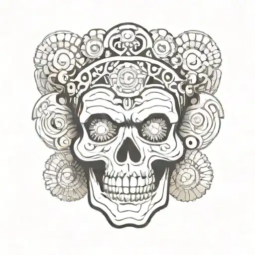 Mictlantecuhtli Traditional Japanese Skull