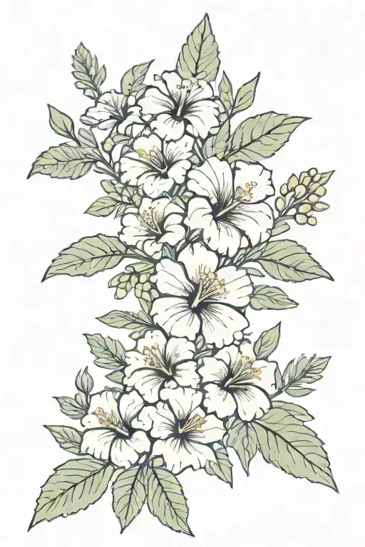 Bible Verse With Hibiscus Flowers And Olive Branches