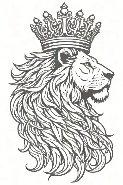 Regal Lion Wearing A Crown