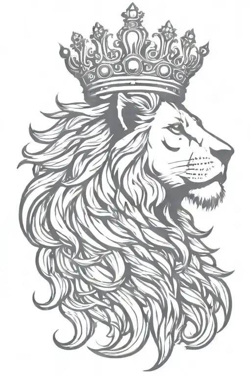 Regal Lion Wearing A Crown
