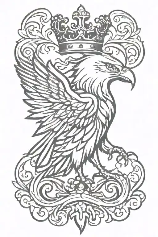 Eagle Royal Flourish Wearing Crown