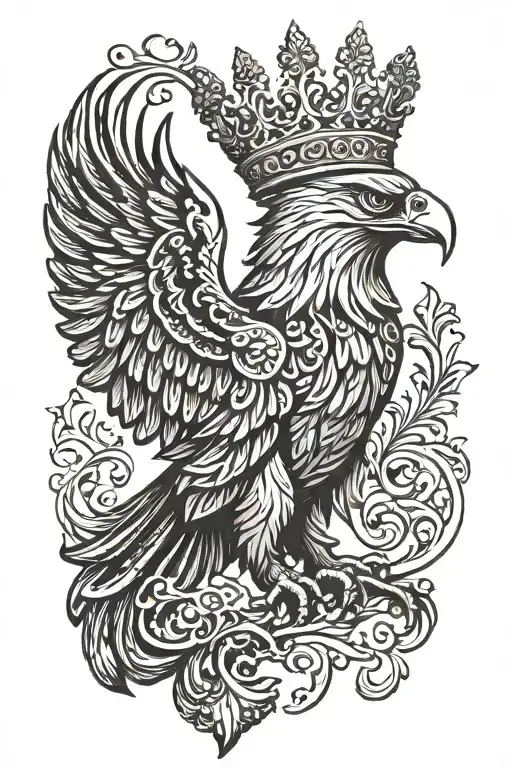 Eagle Royal Flourish Wearing Crown