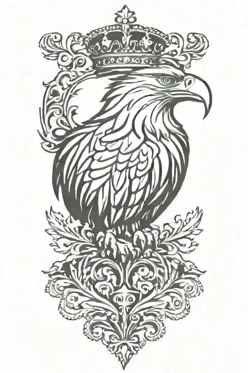 Eagle Royal Flourish Wearing Crown