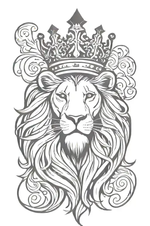 Lion Royal Flourish Wearing Crown