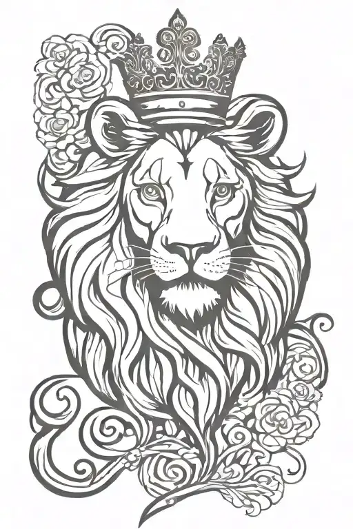Lion Royal Flourish Wearing Crown