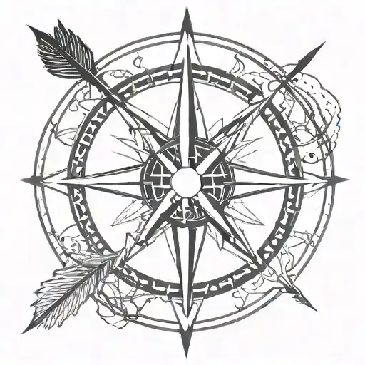 Arrow And Compass Rose Intertwined