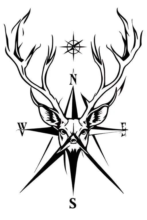 Deer Head And Compass And Twinflame