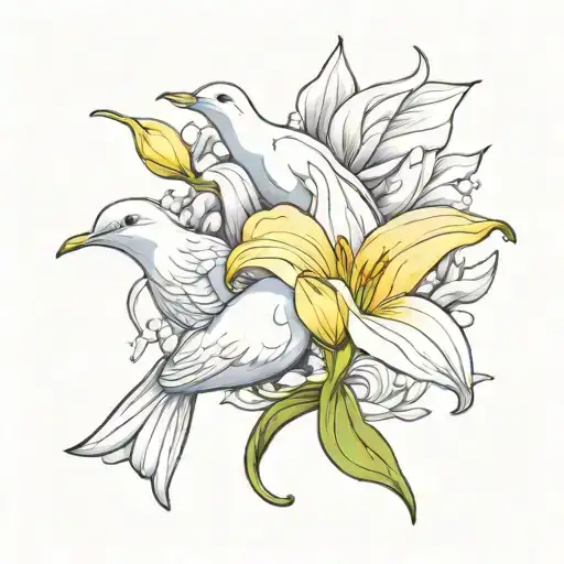 Dove And Calla Lily Flower
