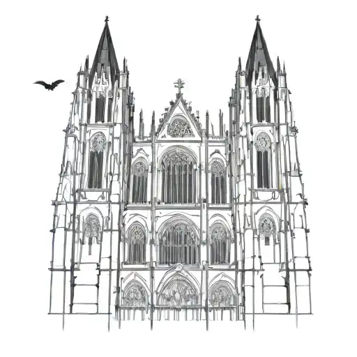 Gothic Cathedral With Bats
