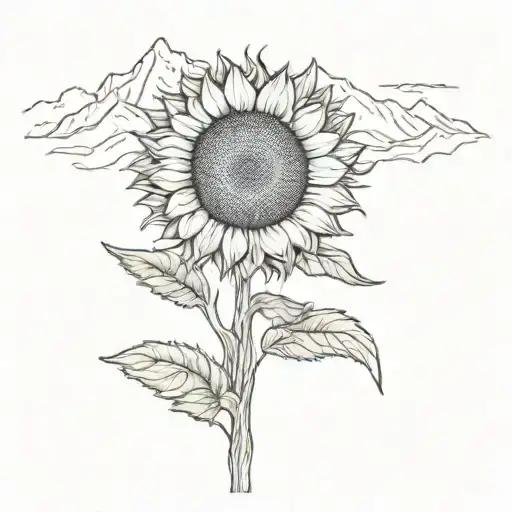 Sunflower And Mountains