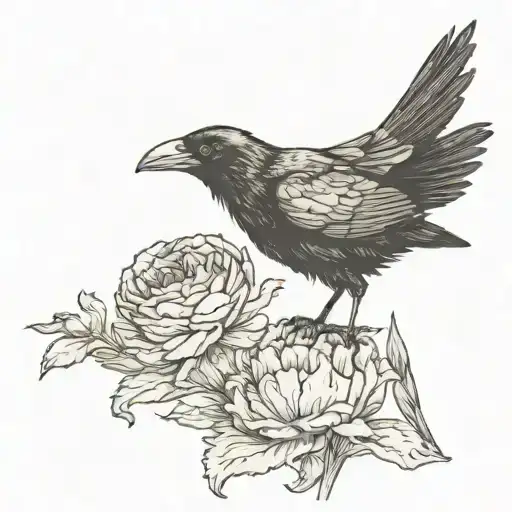Mideval Crow Holding A Carnation Flower