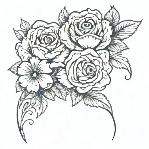 Matching Friend Script Tattoo With Flowers