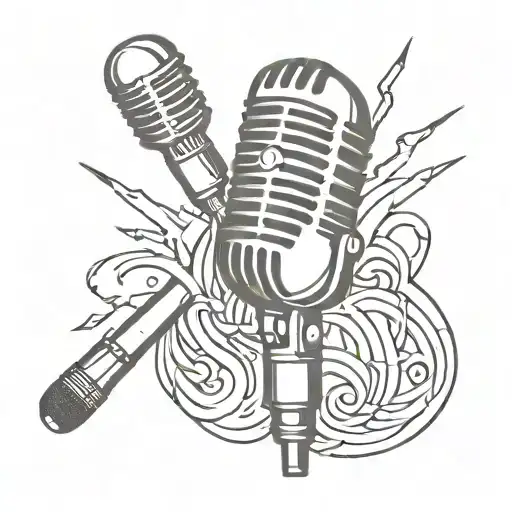 Microphone Money Drugs Tattoo Design