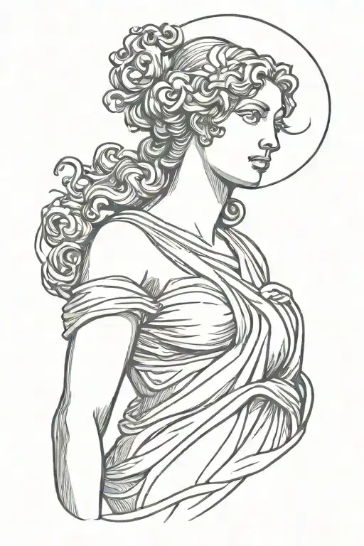 Venus De Milo Painting In A Fine Line Realistic Minimalistic Tattoo Style