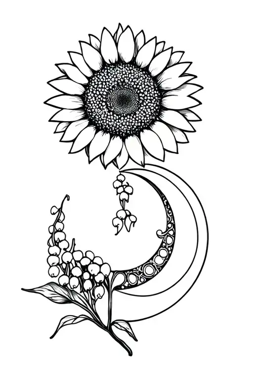 Sun And Moon As Sunflower And Lily Of The Valley