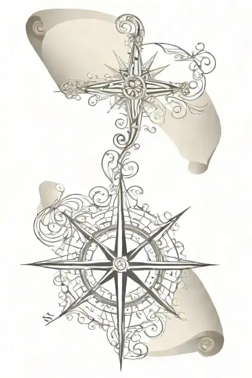 Scroll With Compass Rose