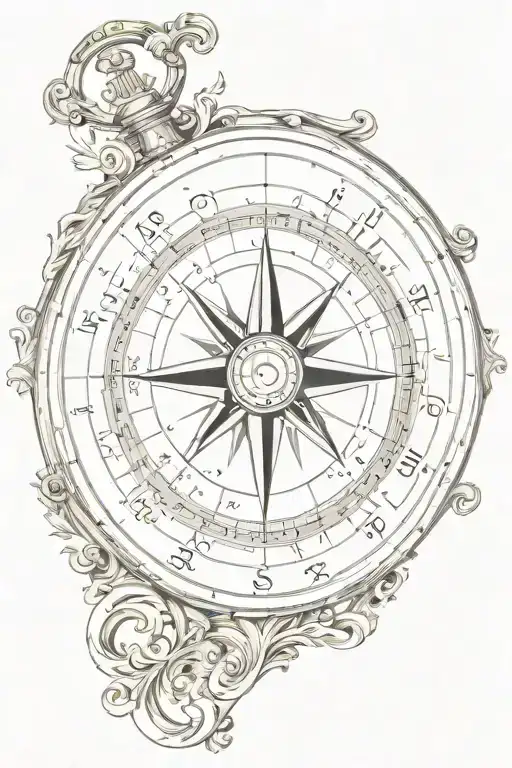 Compass With Open Scroll