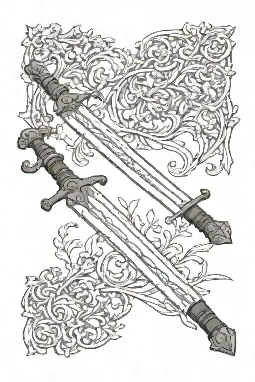 Longsword With A Handle Made Of Tree