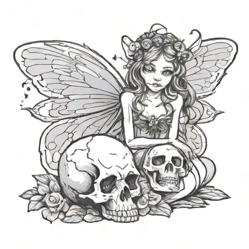 Fairy Holding Skull