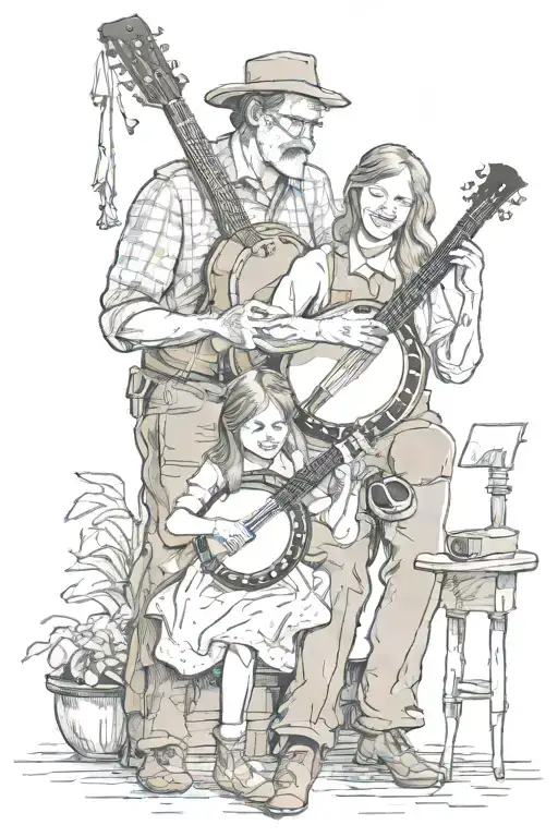 Banjo Guitar Father Daughter