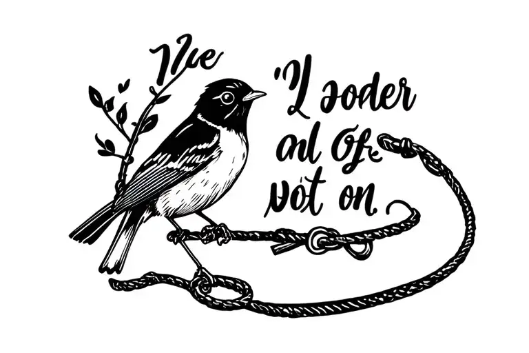 A Small Leash With A Robin Bird And A Short Quote