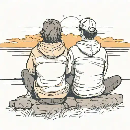 Two Friends Next To Each Other Watching Sunset