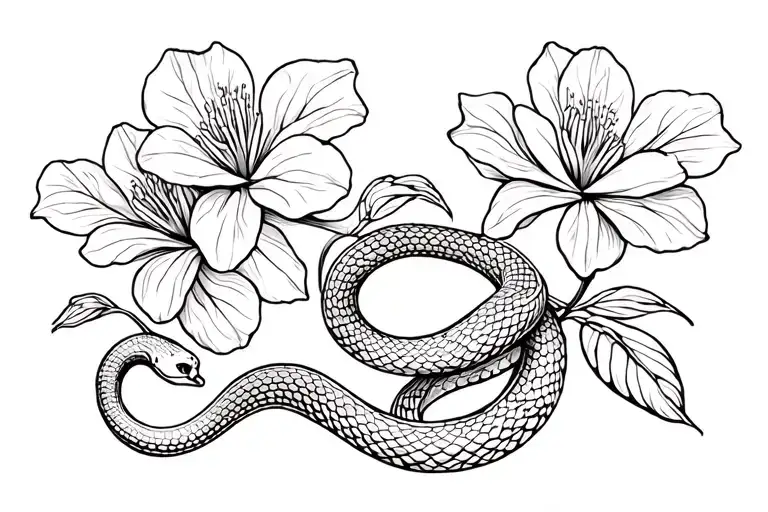 Snake And Cyclamen Flowers
