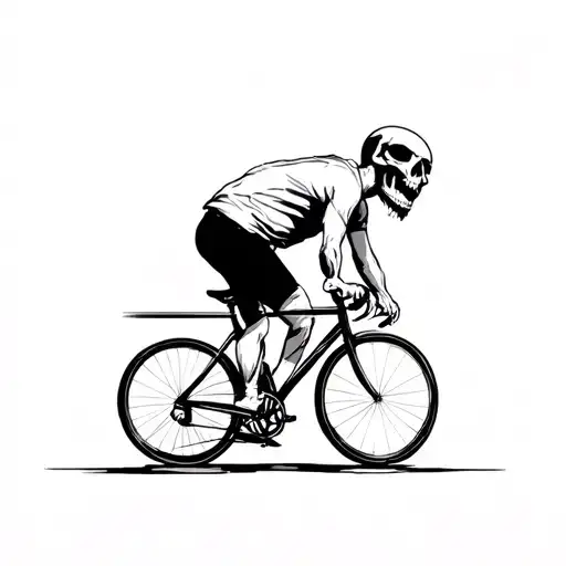 Guy On Bicycle With Skull Head