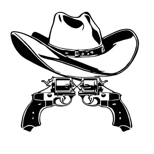Cowboy Hat With 2 Pistols