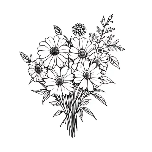 Bouquet With Birth Flowers May June And October