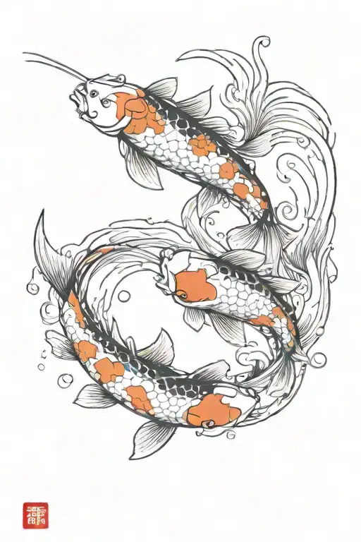 2 Koi Fish Swimming The Opposite Directions
