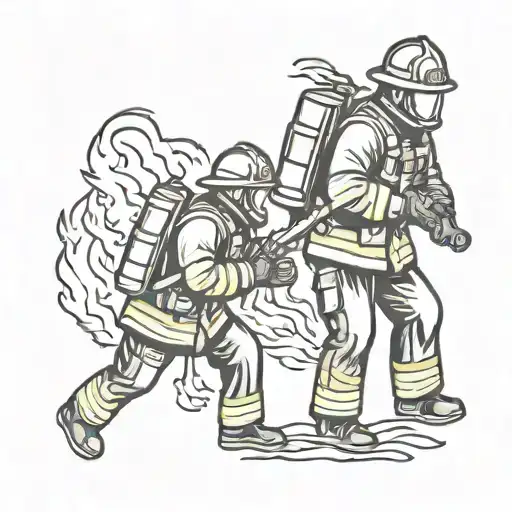 Firefighter Battling Flames