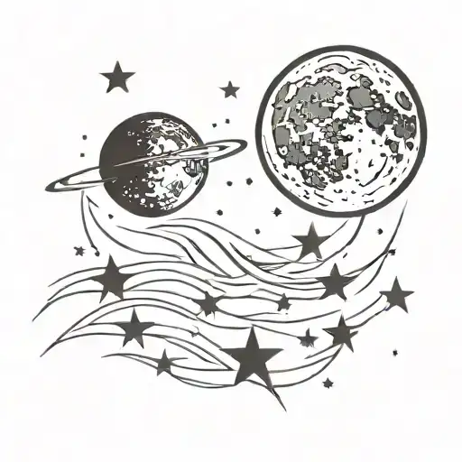 Ocean And Moon And Shooting Star