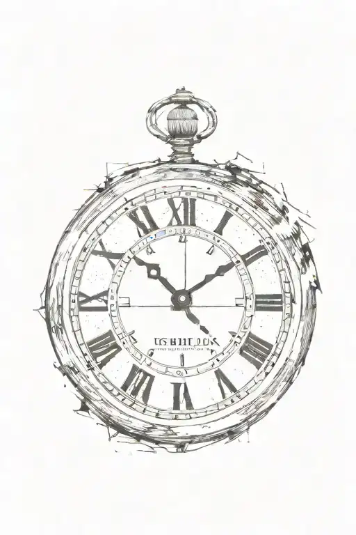 Half A Clock With Roman Numerals And More Roman Numerals Faded Into It