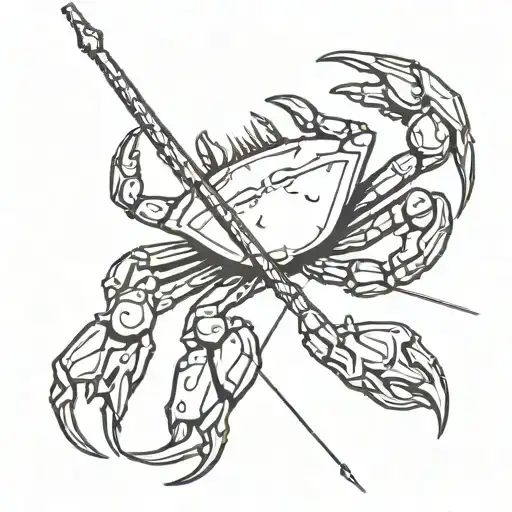A Crab Shooting A Bow And Arrow Weapon