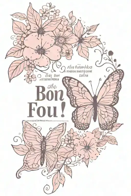 Quote In The Middle Of Pink Butterfly With Flowers And Leaves